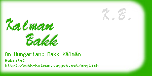 kalman bakk business card